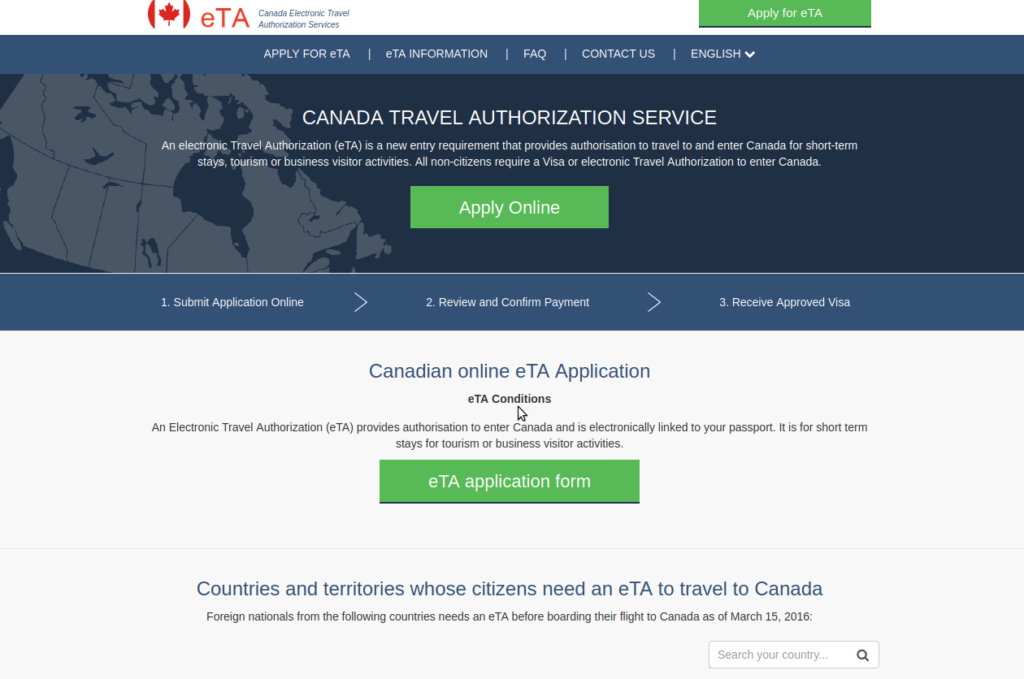 Canada Electronic Travel Authorization Services